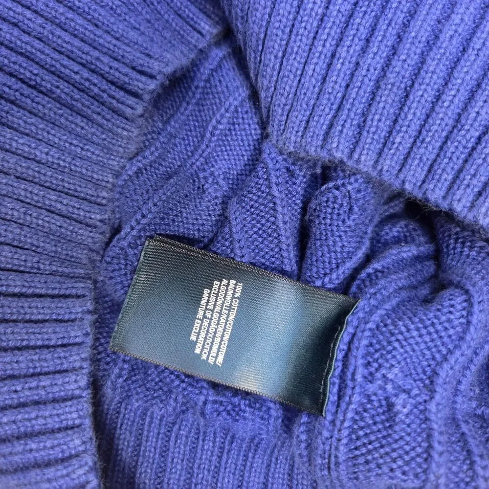 Polo Ralph Lauren Boys Cable Knit Cotton Sweater Roval Blue XL Crew Neck